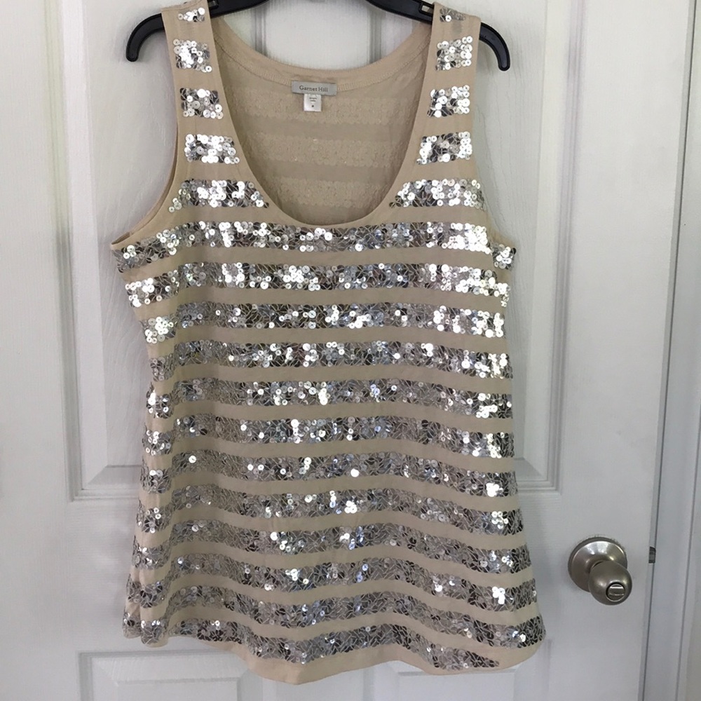Nude beige Soft knit sequin tank size M EUC